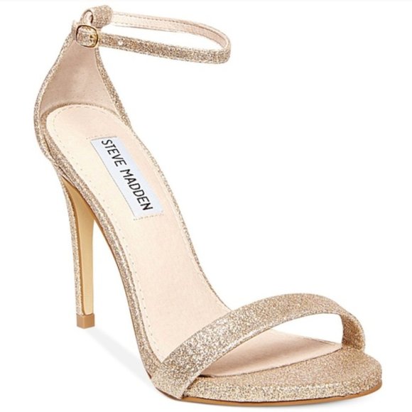 Steve Madden Stecy Heel Sandal Gold Glitter - Picture 2 of 6